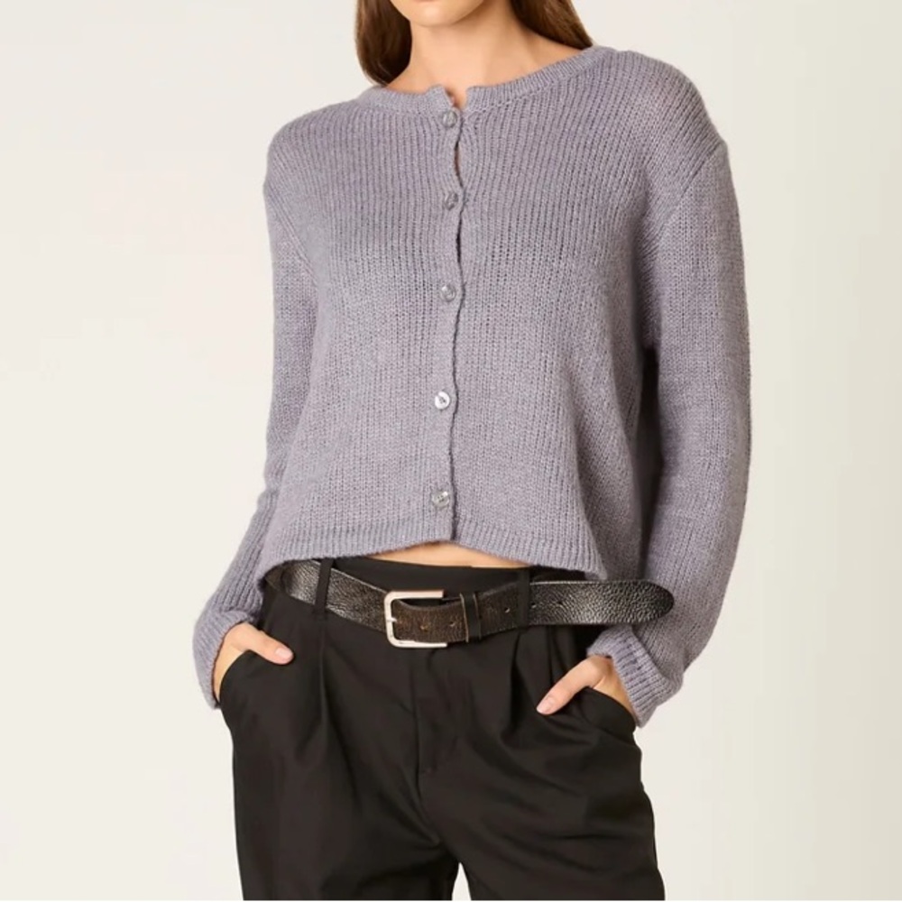 Nia Ariana Gray Plus-sized Cardigan Sweater